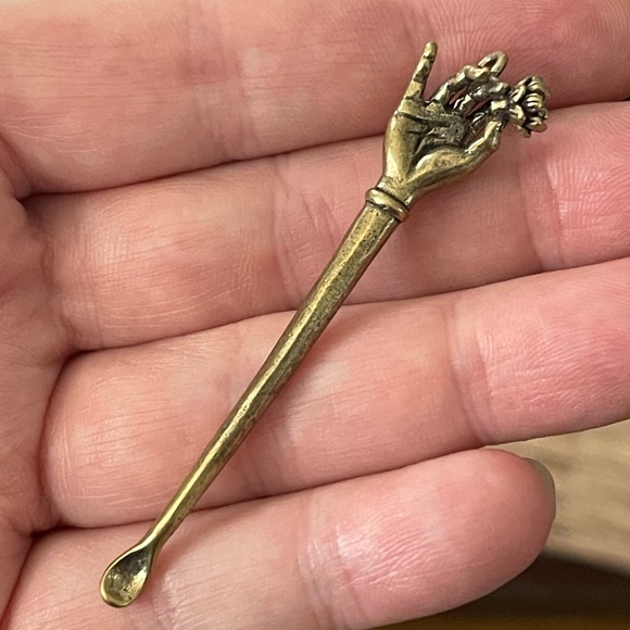 Vintage brass snuff spoon - Picture 4 of 6